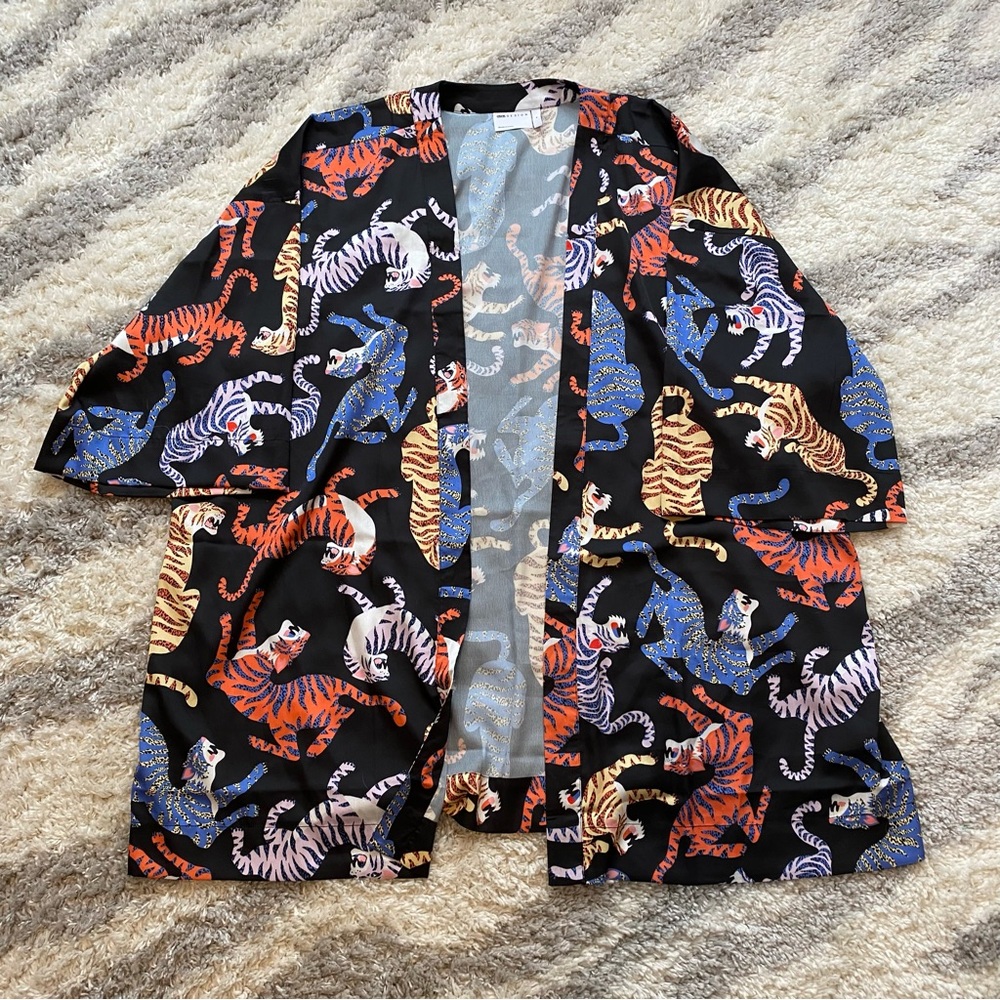 Asos Black Tiger Print Kimono Medium